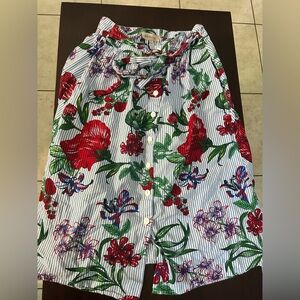 Philosophy Red and Green Floral A-Line Skirt